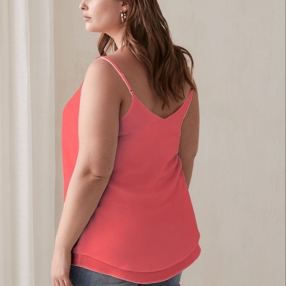 5X • Addition Elle • Silky V-Neck Camisole - Coral - Picture 2 of 6